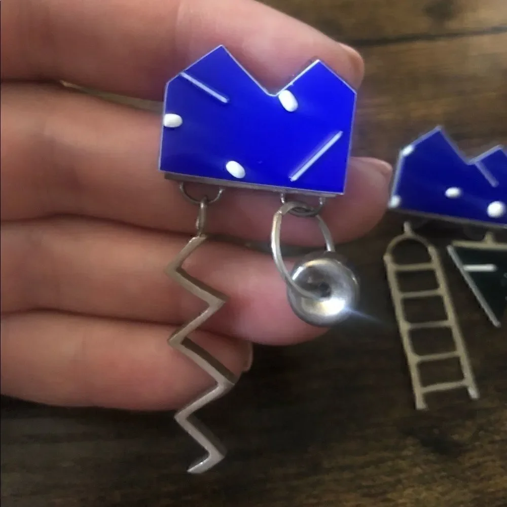 80’s  Sterling 925 Building Elements Earrings
